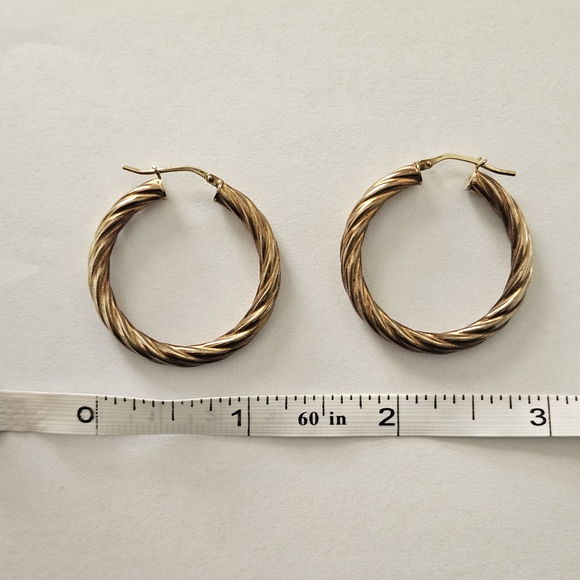 Vintage Sterling Silver Gold Plated Hoop Earrings Retro Bohemian Feminine - Picture 5 of 5